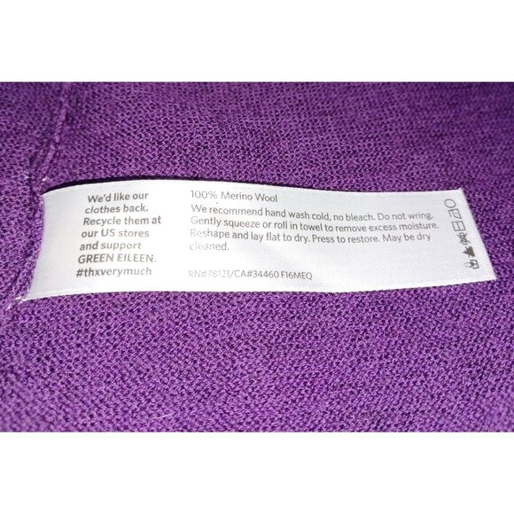 Eileen Fisher Merino Wool Open Front Cardigan Purple Womens Petite M Capsule - Picture 4 of 7